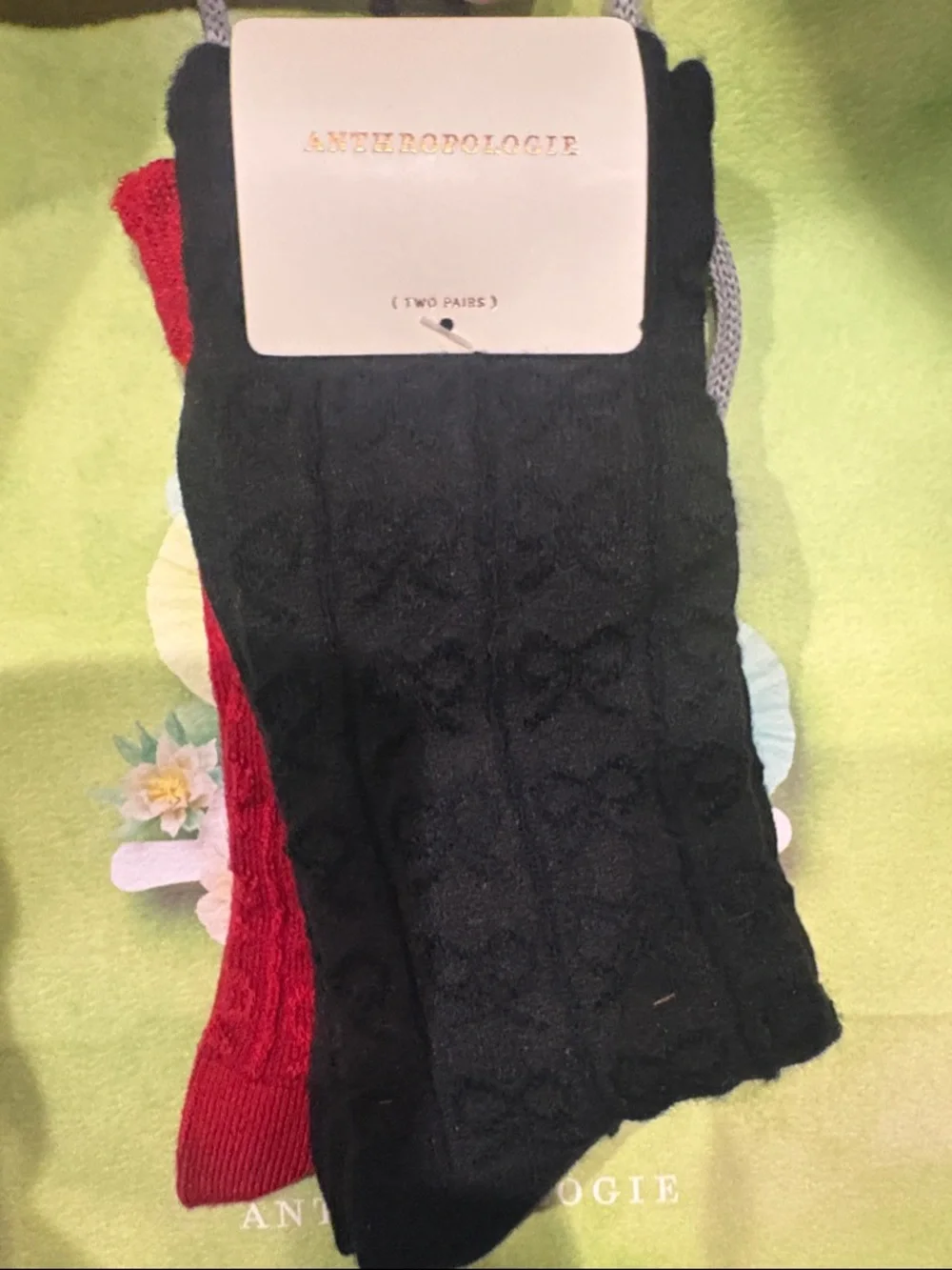 Anthropologie icon Bow sock Black & Red